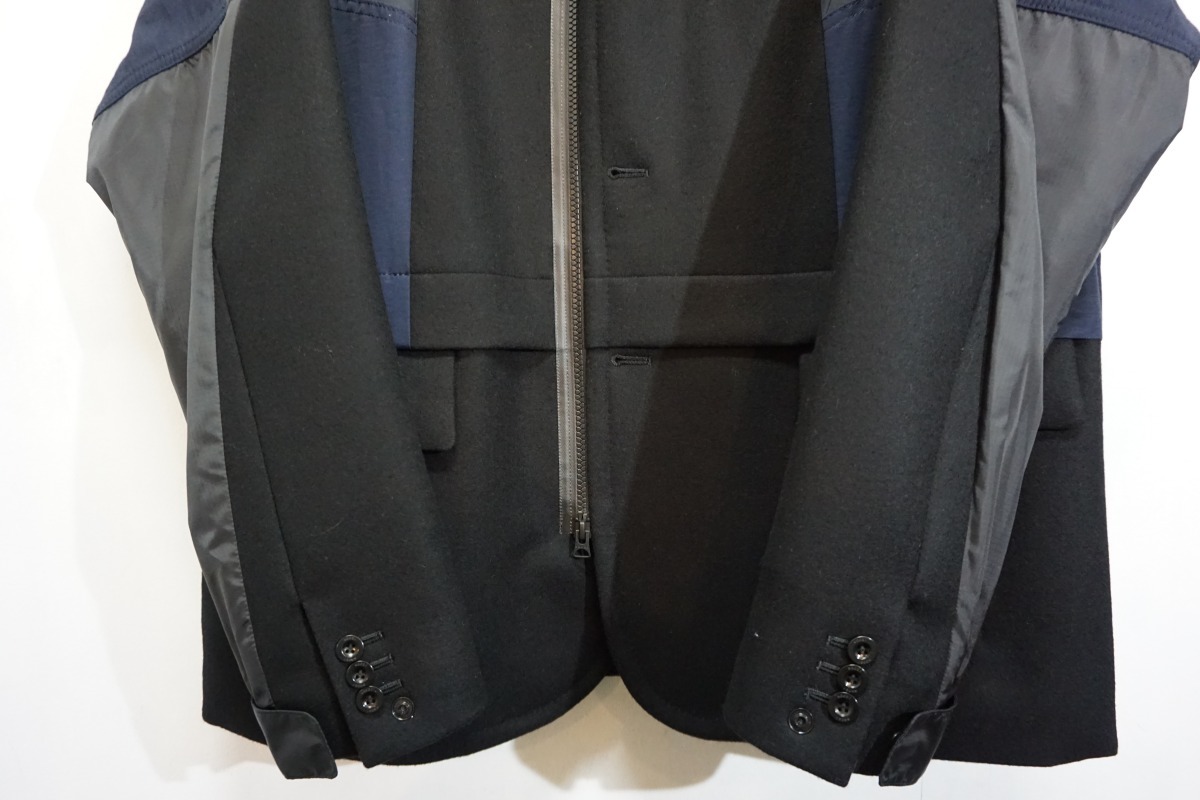 極美品 正規 21AW Sacai サカイ Wool Melton Jacket ドッキング ウール