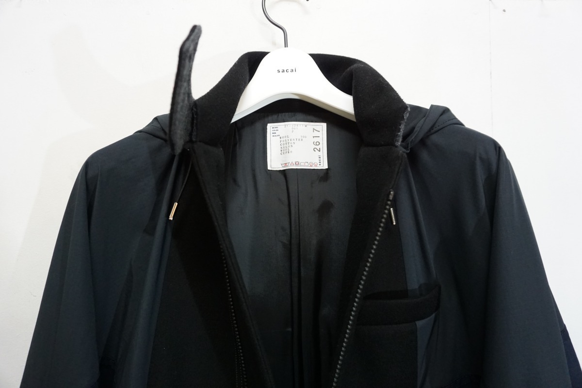 極美品 正規 21AW Sacai サカイ Wool Melton Jacket ドッキング ウール