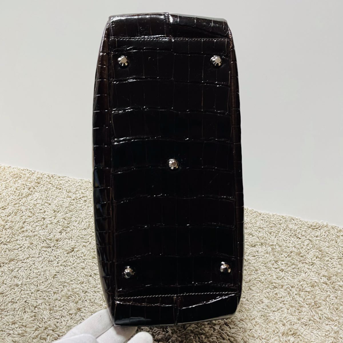  не использовался крокодил ручная сумочка темно-коричневый Исэ город . сделано в Японии wani кожа женский длинный кошелек JRA высокое качество большая вместимость черный ko5486