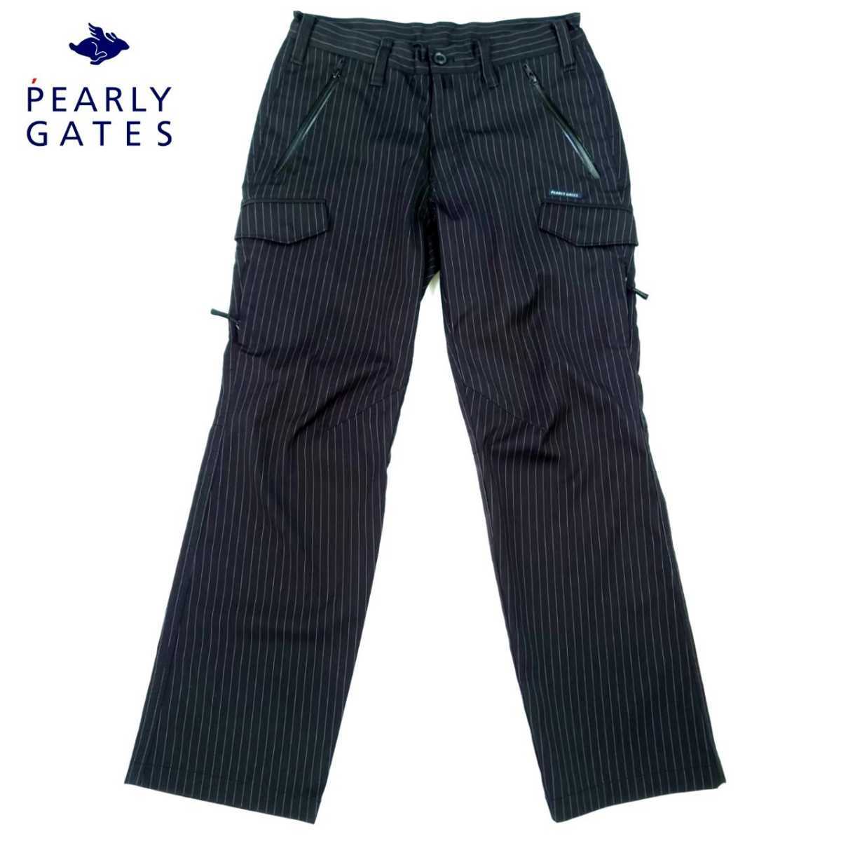 PEARLY GATES パーリーゲイツ 撥水透湿性抜群 高機能ピンストライプポリエステルレーヨンサイトスウォータープルーフパンツ 4(M) 極美品