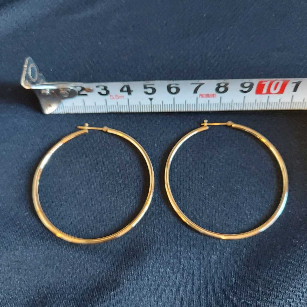 未使用 ゴールド 18金 k18 ピアス フープ 50mm 5cm | www.isqi.com.br