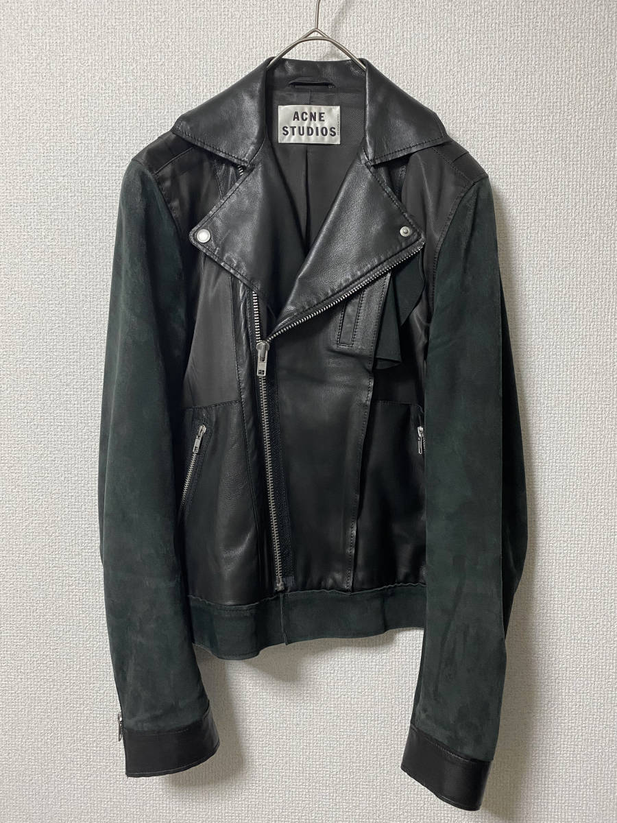 即決】【送料込み】ACNE STUDIOS 異素材MIX切り替えライダース