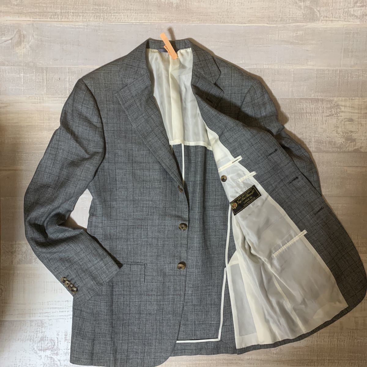 日本最大の 3B ウール リネン グレンチェック Piana 日本製】Loro シルク混 【定価約10万 テーラード L サイズ46 グレー ロロ・ピアーナ ジャケット 男性用 ◇ PEYTON PLACE ウール混 ロング シングル スカート スーツ 上下 セットアップ サイズ9 グレー レディース