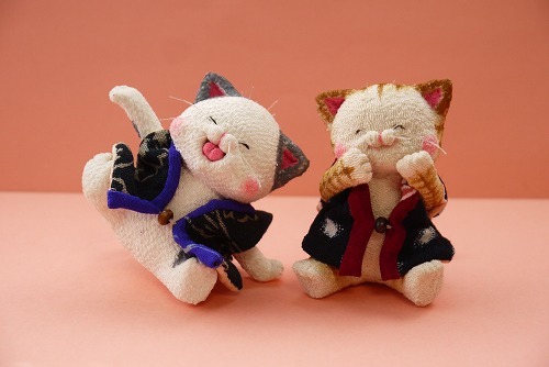 ハンドメイド 縮緬 古布 猫 ちりめん細工 ☆ 寿司ねこ 2