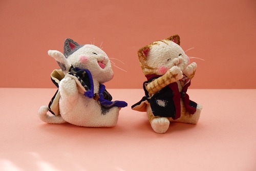 ハンドメイド 縮緬 古布 猫 ちりめん細工 ☆ 寿司ねこ 2