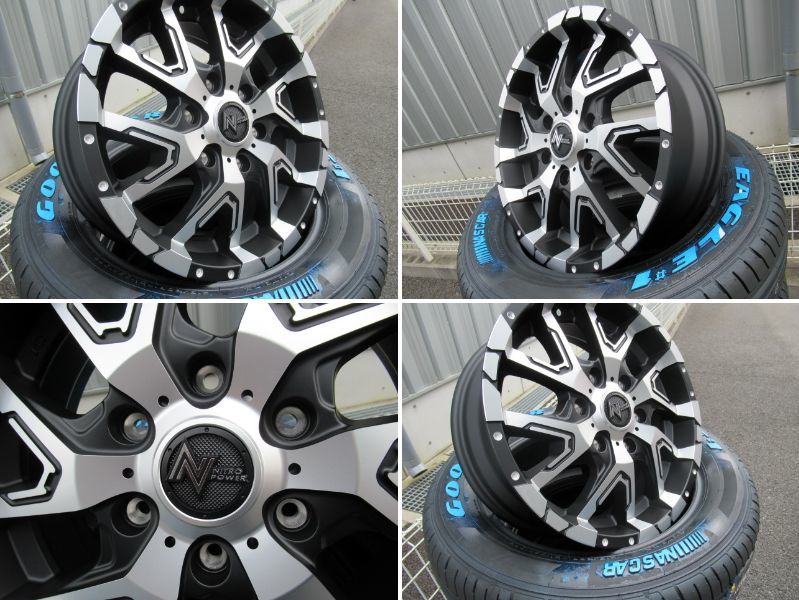 NITRO POWER DERINGER セミグロスブラックポリッシュ17x6.5J +38 6-139.7 GY NASCAR 215/60R17セット 200系ハイエース レジアスエース_画像2