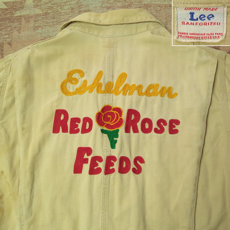 チェーンステッチ刺 【Lee】 40s HBT Shop Coat Eshelman RED ROSE