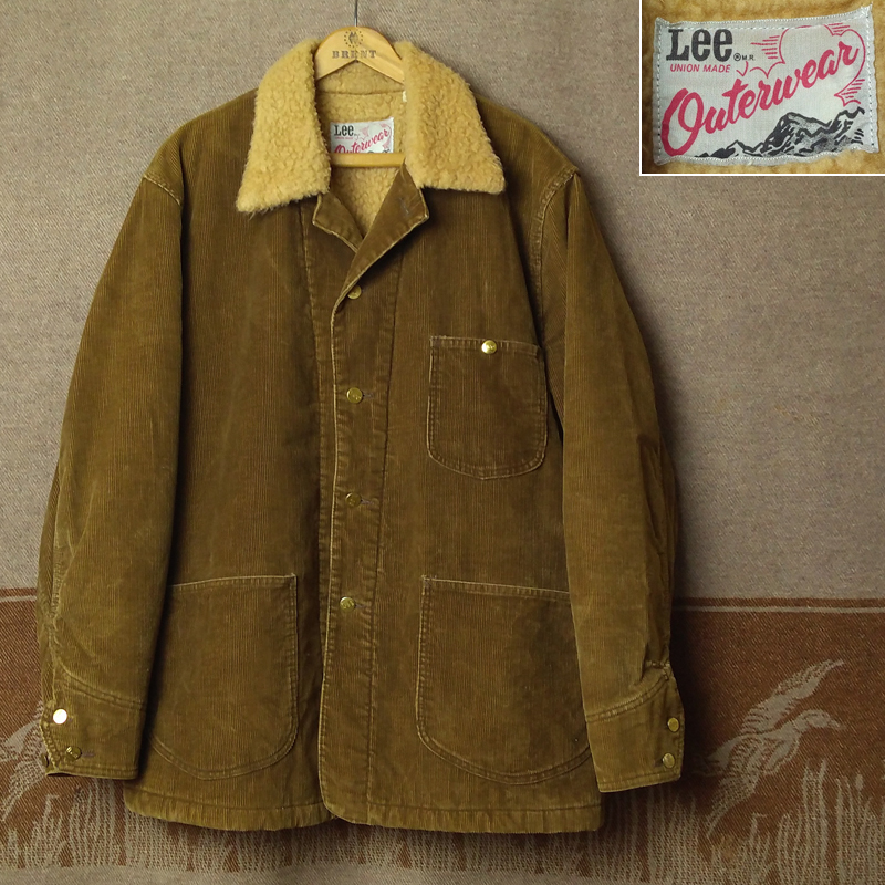 カバーオール型 【Lee】 70s Sherpa-Lined Corduroy Jacket/ 70年代 コーデュロイ ボア ジャケット 首振りボタン ワーク ビンテージ50s60s