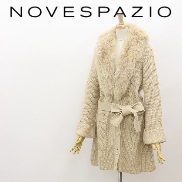 【日本製】 ニット ウール リボンベルト付 アンゴラ混 フォックスファー ノーベスパジオ 美品◆NOVESPAZIO ロング 38 ベージュ カーディガン その他 【日本製】 ニット ウール リボンベルト付 アンゴラ混 フォックスファー ノーベスパジオ 美品◆NOVESPAZIO ロング 38 ベージュ カーディガン その他