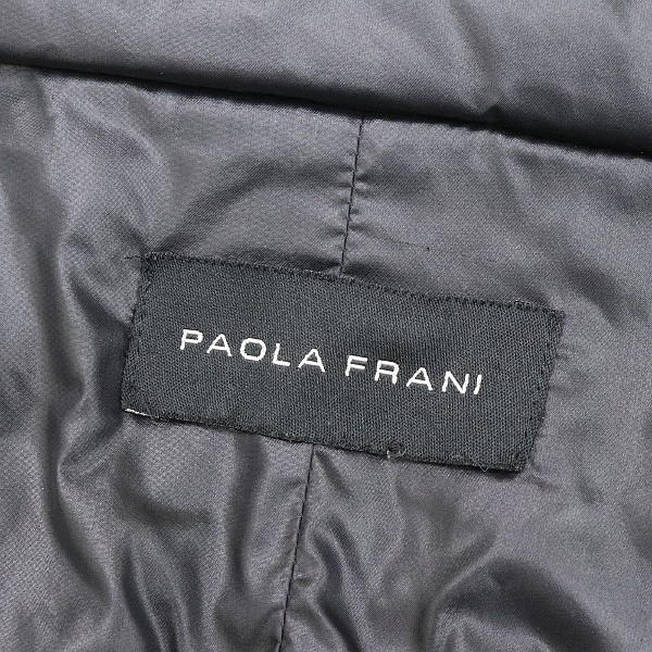◆PAOLA FRANI パオラ フラーニ リアルファー付 ボリュームカラー Wジップ シャーリング 中綿 コート チャコールブラック 42_画像5