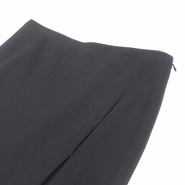  beautiful goods *Salvatore Ferragamo Salvatore Ferragamo stretch asimeto Lee tuck design skirt black 46 large size 