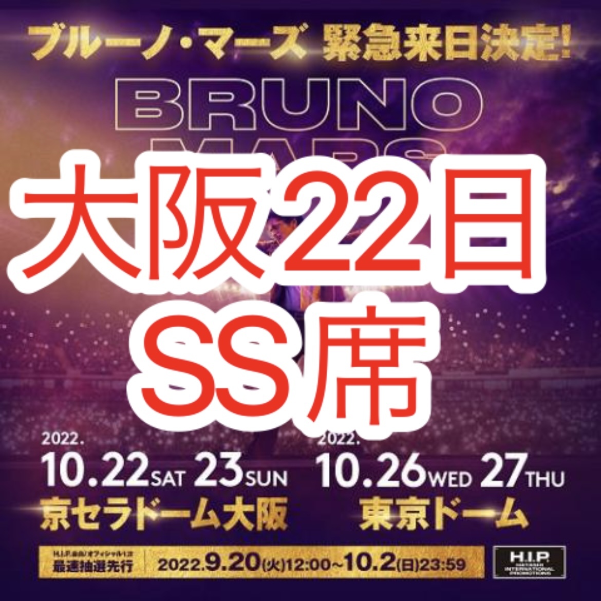 Bruno mars live at Tokyo domeチケット 2枚連番 - 海外アーティスト