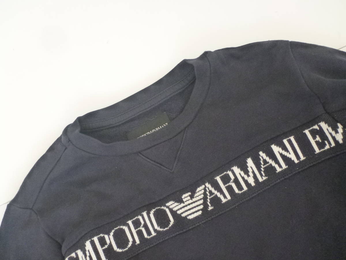 美品 EMPORIO ARMANI　エンポリオ アルマーニ ★紺 ネイビー　ビックロゴ　トレーナー　6A　120_画像3