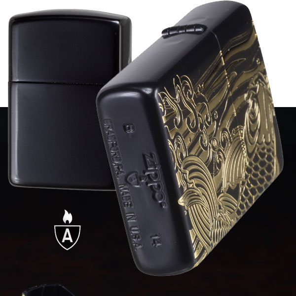 ZIPPO(ジッポー) オイルライター NO162 BM 昇鯉 ブラック×ゴールド 110930【ネコポス対応可】_画像4