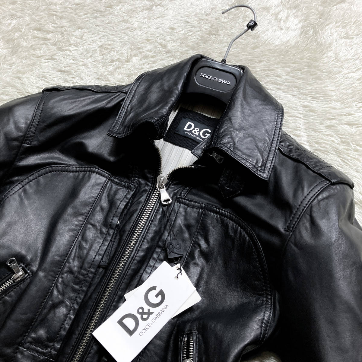 定価44万!高級仔羊革!DOLCE&GABBANA ベイビーラムレザージャケット