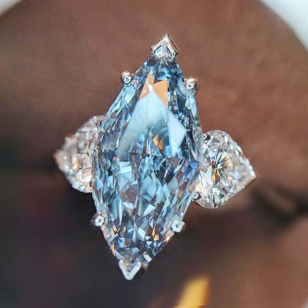 本物の輝き人気 ランキング 第一位 ◆ 3石 レディース ダイヤモンド サファイア リング 4ct 指輪 【プラチナ仕上】ギフト 記念日_画像2