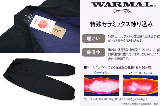 【ひめか】作務衣 冬用 キルト中綿入り作務衣 日本製 テイジン 紺小縞　M　_画像3