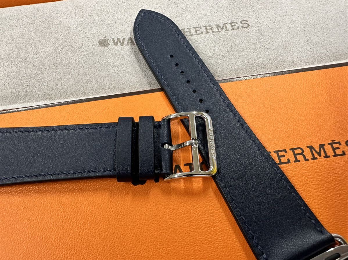 即決 超美品 Apple Watch Hermes 45mm 44mm 42mm ネイビー シンプル