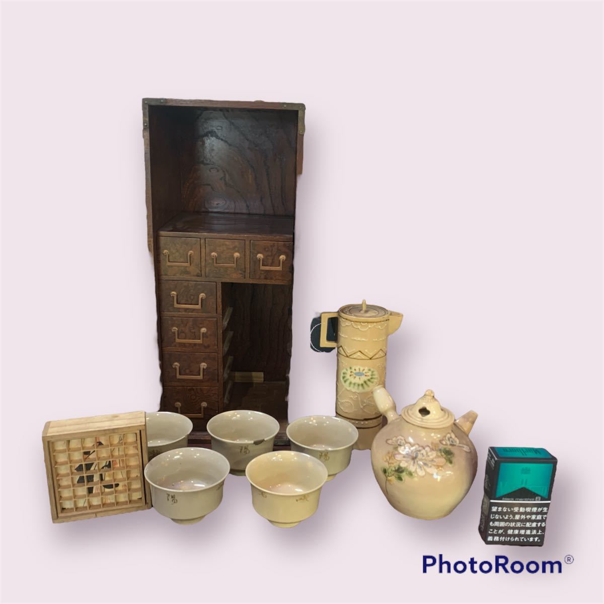 長期保管】中国美術 レトロ茶器セット 木箱あり 急須 湯のみ 煎茶道具