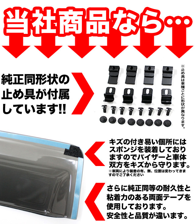 セレナ C26 系 車種専用 ドア バイザー 止め具付き 雨除け 日除け 対策 悪天候 換気 FJ FJ3580_画像4