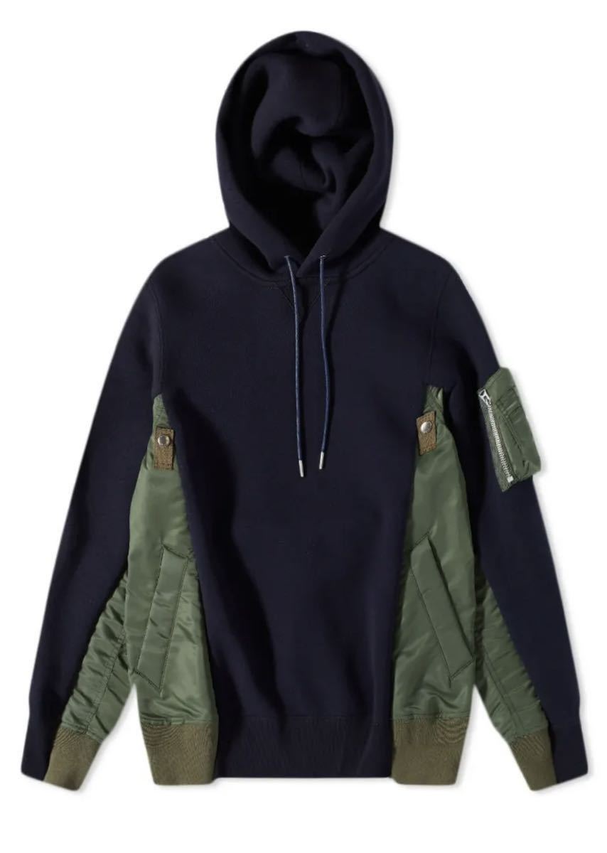 ☆sacai サカイ スポンジスウェット SCM-044 サイズ3 ネイビーxカーキ タグ付新品 送込☆日本製 MA-1 パーカー Sponge Sweat フーディ