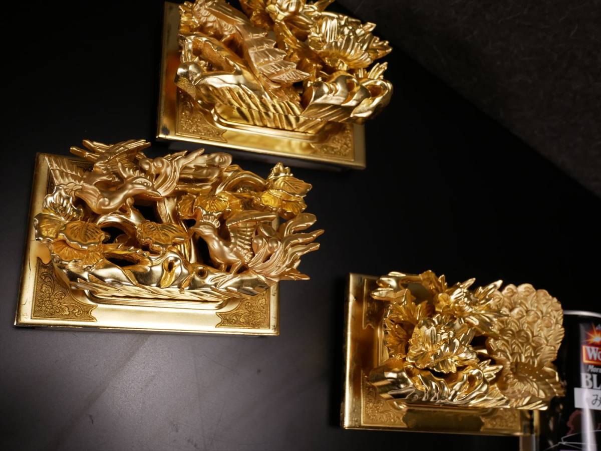 収集品 最高級 彫り物セット 手彫り 本金箔 本金粉 木製（エ1） 4066 M