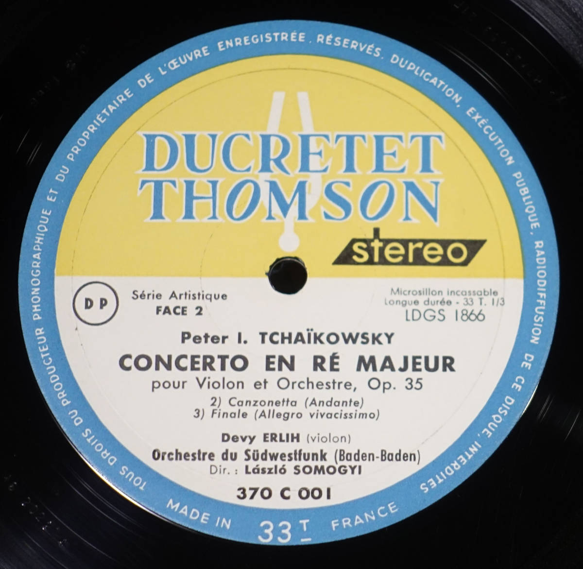 最初期ステレオ! 新同! 仏Ducretet-Thomson チャイコフスキー: ヴァイオリン協奏曲 ドヴィ・エルリーの画像4