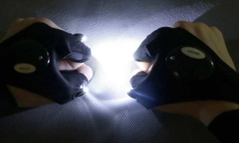 両手　フィッシンググローブ LEDライト 指出しライトグローブ ナイトフィッシング_画像1