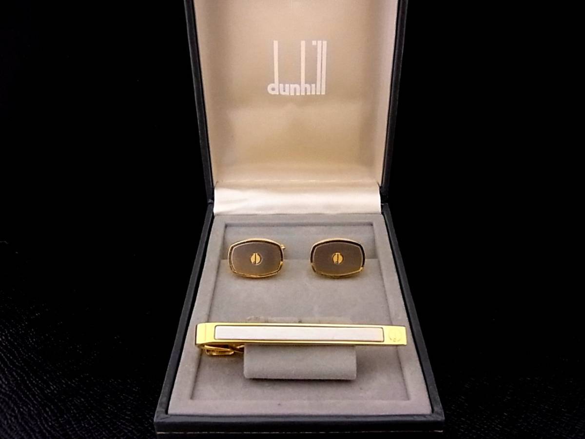 ◎№3753◎■美品■【ｄunhill】ダンヒル【シルバー・ゴールド】■カフス＆ネクタイピン セット♪_画像1