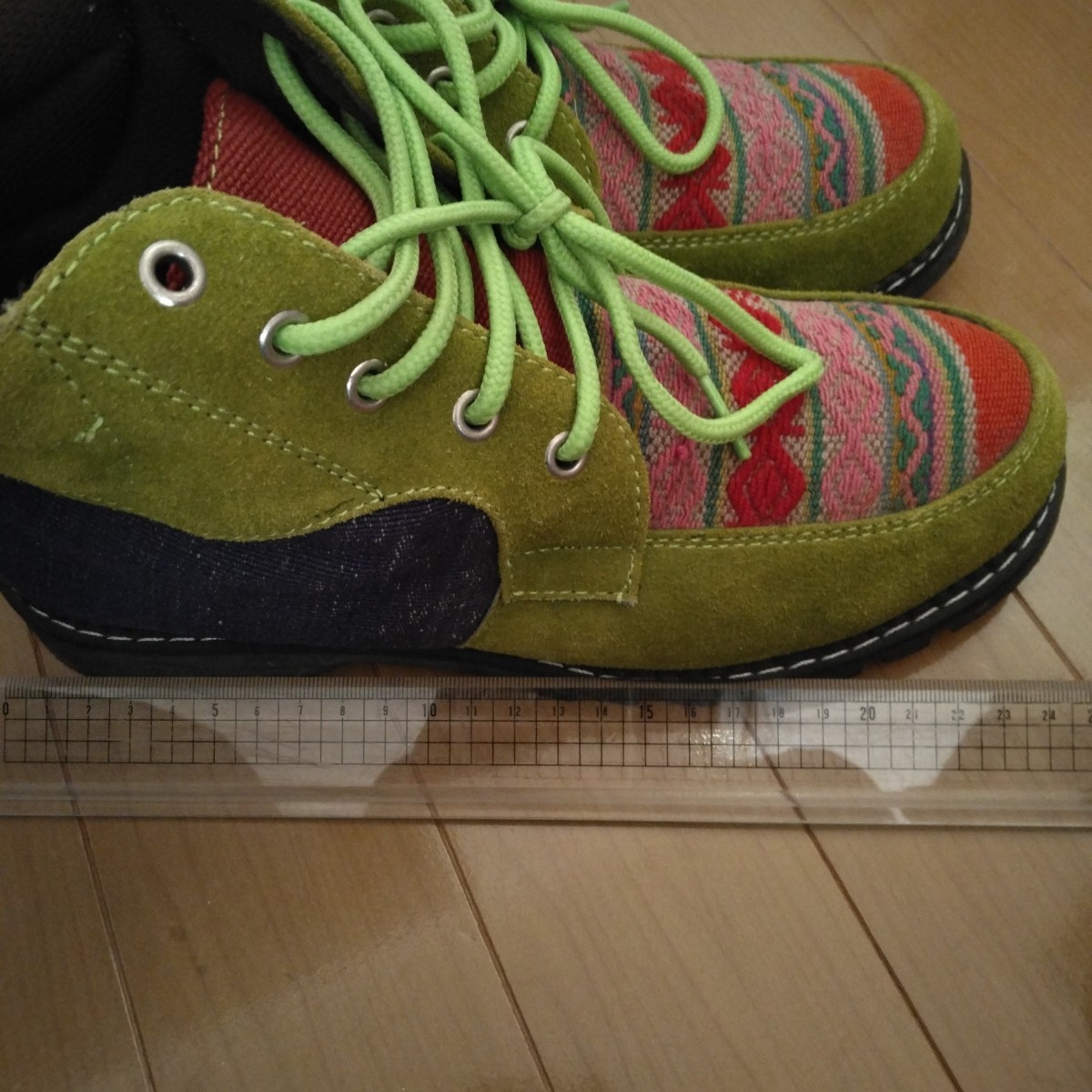 GATT ショートブーツ 靴 黄緑 グリーン 山ガール 民族衣装 - 靴