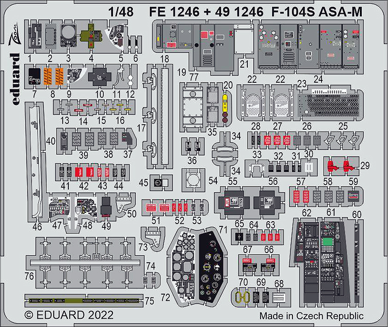 エデュアルド(491246) 1/48 F-104S ASA-M用エッチングパーツ(キネティック用)_画像1