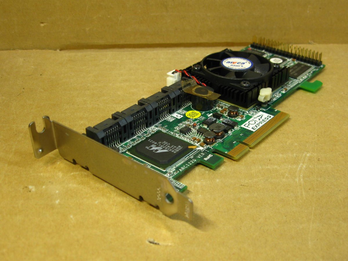 ▽ARECA ARC-1220 8ポート SATA RAIDコントローラ 256MB PCI-EX 中古 RAID0/1/5/6 ロープロファイル_画像2