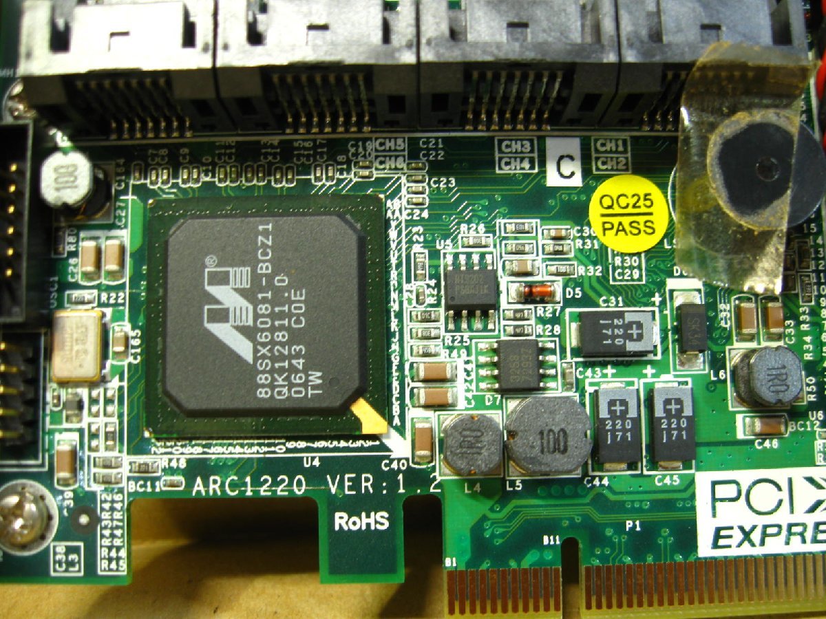 ▽ARECA ARC-1220 8ポート SATA RAIDコントローラ 256MB PCI-EX 中古 RAID0/1/5/6 ロープロファイル_画像5