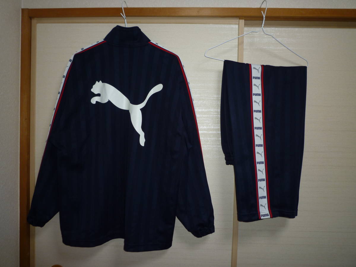 注目ブランド プーマ シャドーストライプジャージ上下 紺×白 S~Mサイズ プーマ