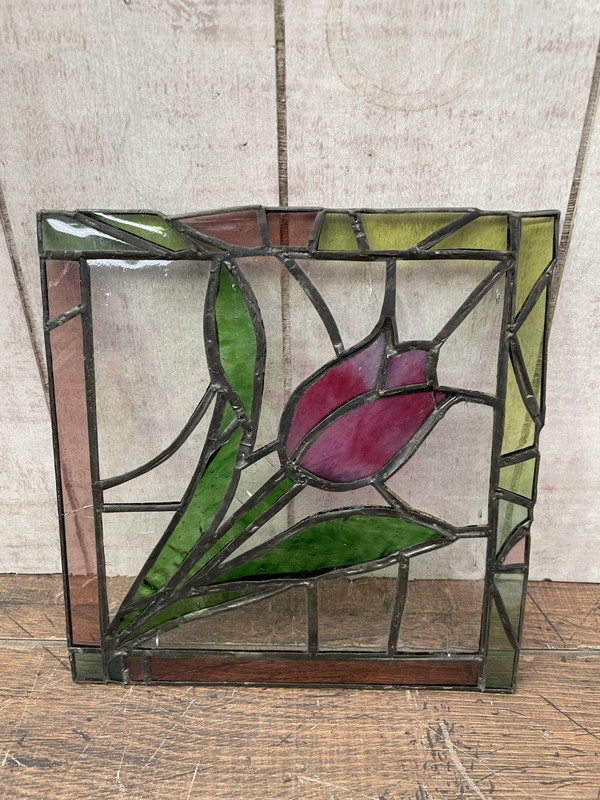 S-255* stained glass panel antique style retro furniture fittings tulip 
