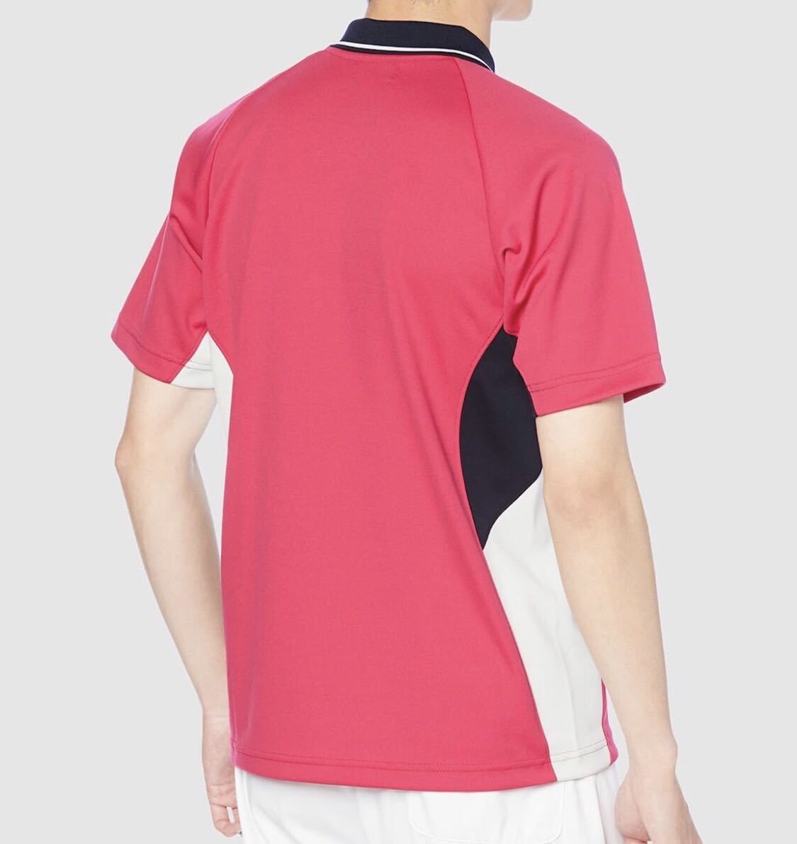 ★D YONEX（ヨネックス）×キラクの、アシンメトリー配色がスポーティーで印象的なポロシャツ。（通常価格:1枚7,810円）ピンクSS_画像4