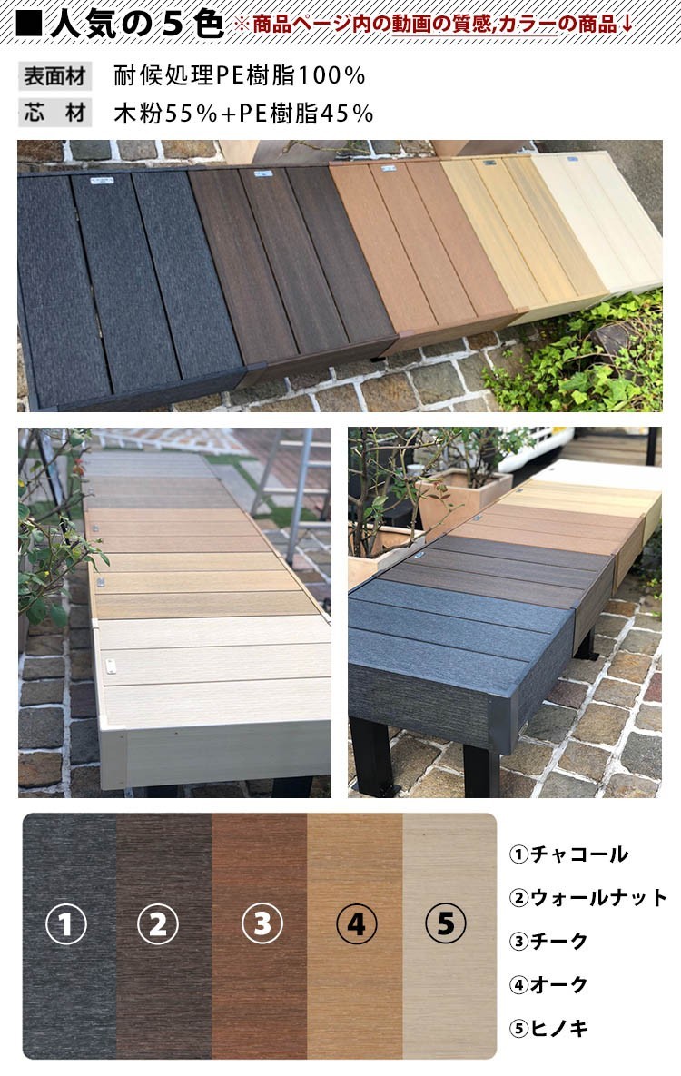 ウッドデッキ 人工木 1.0間×10尺 ベランダ 1間×10尺 調整式束柱H 人工木デッキ セット キット DIY 樹脂_画像9