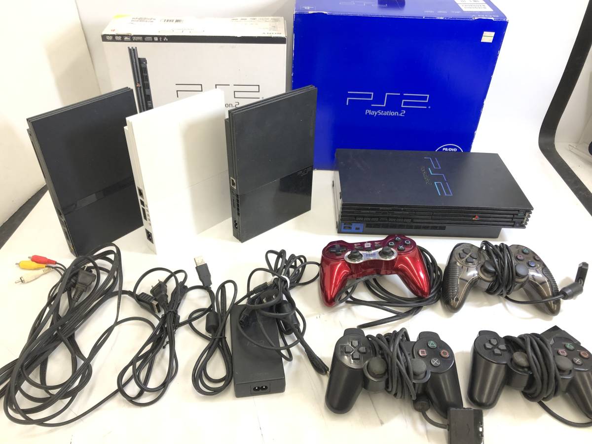 競売 ジャンク品 ps2本体 薄型 3台 70000 SCPH ジャンク品 ps2 本体 薄型2台