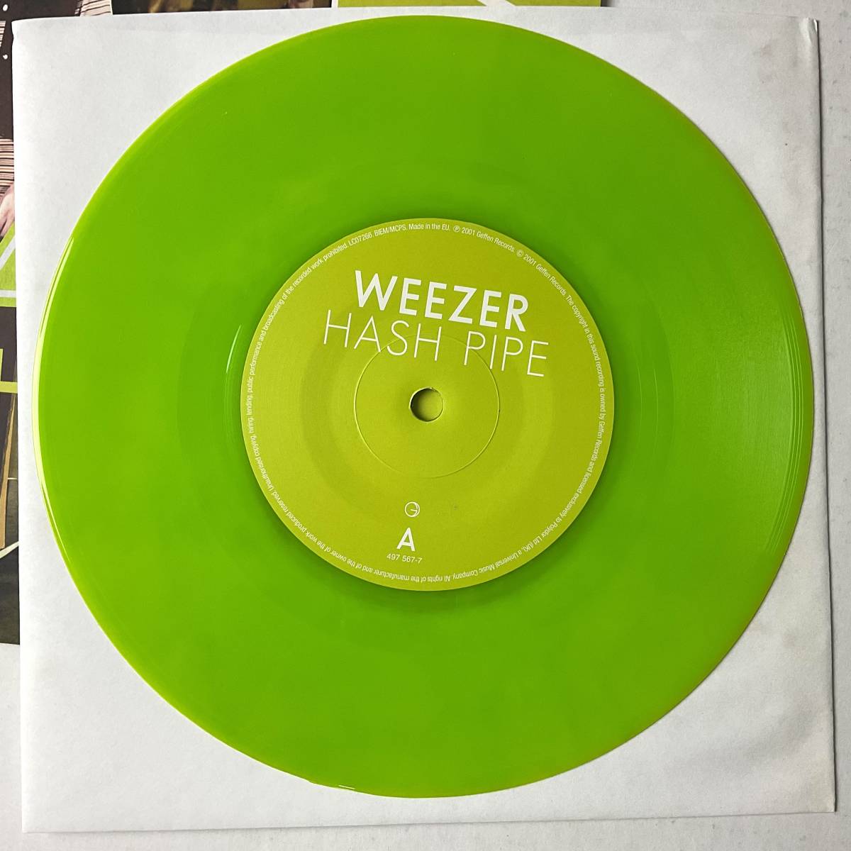 デッドストック新品 未使用盤 限定 WEEZER Hash Pipe LIMITED COLOURED VINYL ウィーザー レコード 7“ UNPLAYED デッドストック 入手困難_画像3