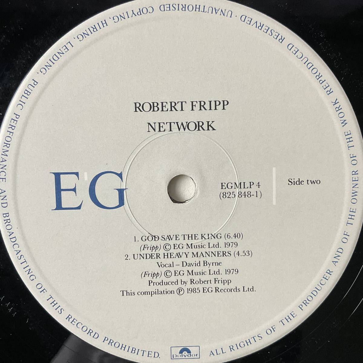 レコード 12” ROBERT FRIPP Network BRIAN ENO Phil Collins DARYL HALL Tony Levin DAVID BYRNE Peter Gabriel 5TRKS EGMLP4 1985_画像5