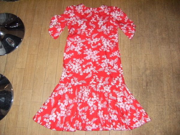  Showa Retro * One-piece, tunic * lady`s,.......* Hawaiian dress hula dance m-m* hibiscus Nankoku HAWAII*