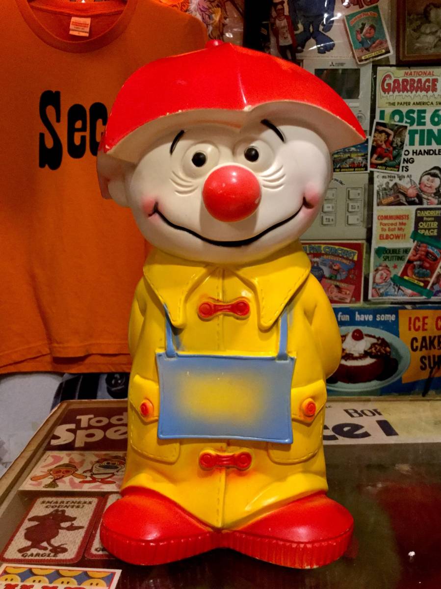 1970s ヴィンテージ ピエロ 貯金箱 PLAY PAL バンク クラウン BANK 雨 傘 vintage bank アメリカントイ アメリカ雑貨 貯金箱