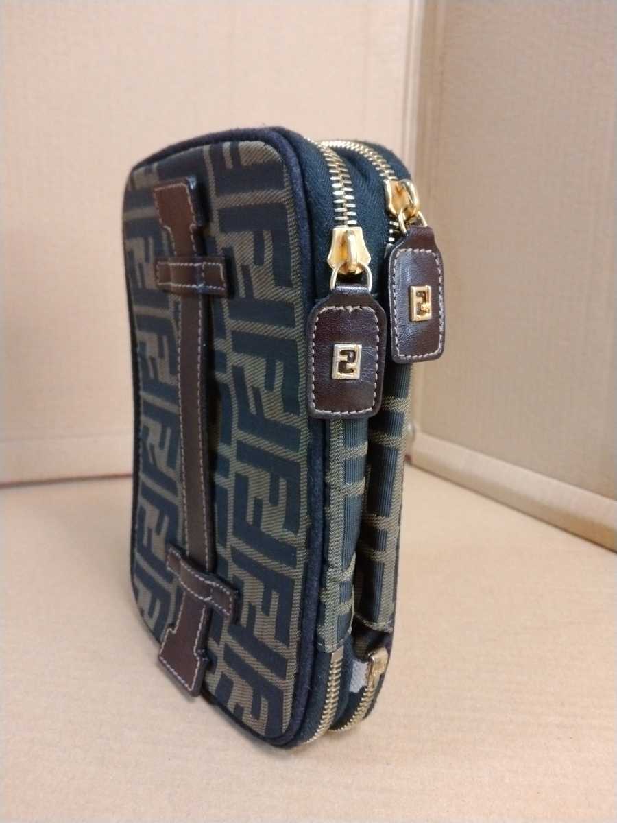 中古 FENDI フェンディ ポーチ ズッカ柄 バニティバッグ ハンドバッグ