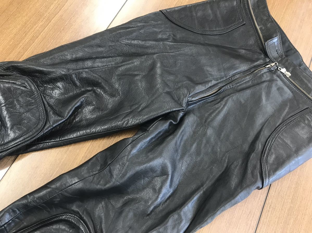 80s 90sビンテージ　バイクレザーパンツ　革パン　ライダーパンツ　良品　80cm 柔らかい革　古着　レーシングパンツ ジースター