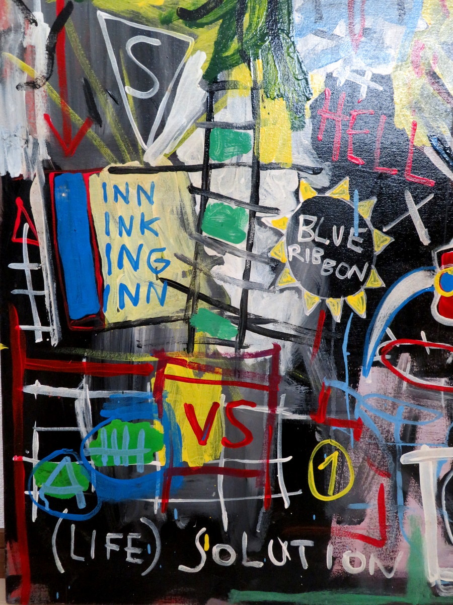 ジャン ミシェル バスキア Jean-Michel Basquiat 1982年 92cm×73cm 超 みラッピング無料 ジャン=ミシェル・バスキア 油彩 絵画/タペストリ
