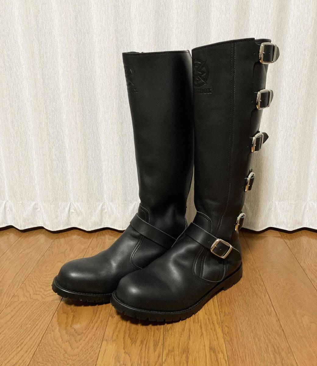 美品☆[BARKBOX] 定価60,500 ENGINEER ZIPPER BOOTS バックジップ バイカーレザーエンジニアブーツ 28.5 ブラック 日本製 バークボックス_画像2