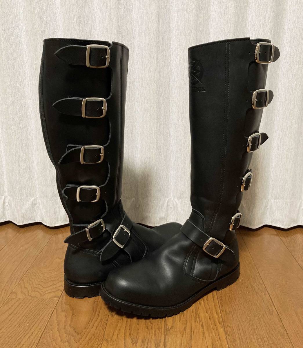 美品☆[BARKBOX] 定価60,500 ENGINEER ZIPPER BOOTS バックジップ バイカーレザーエンジニアブーツ 28.5 ブラック 日本製 バークボックス_画像1