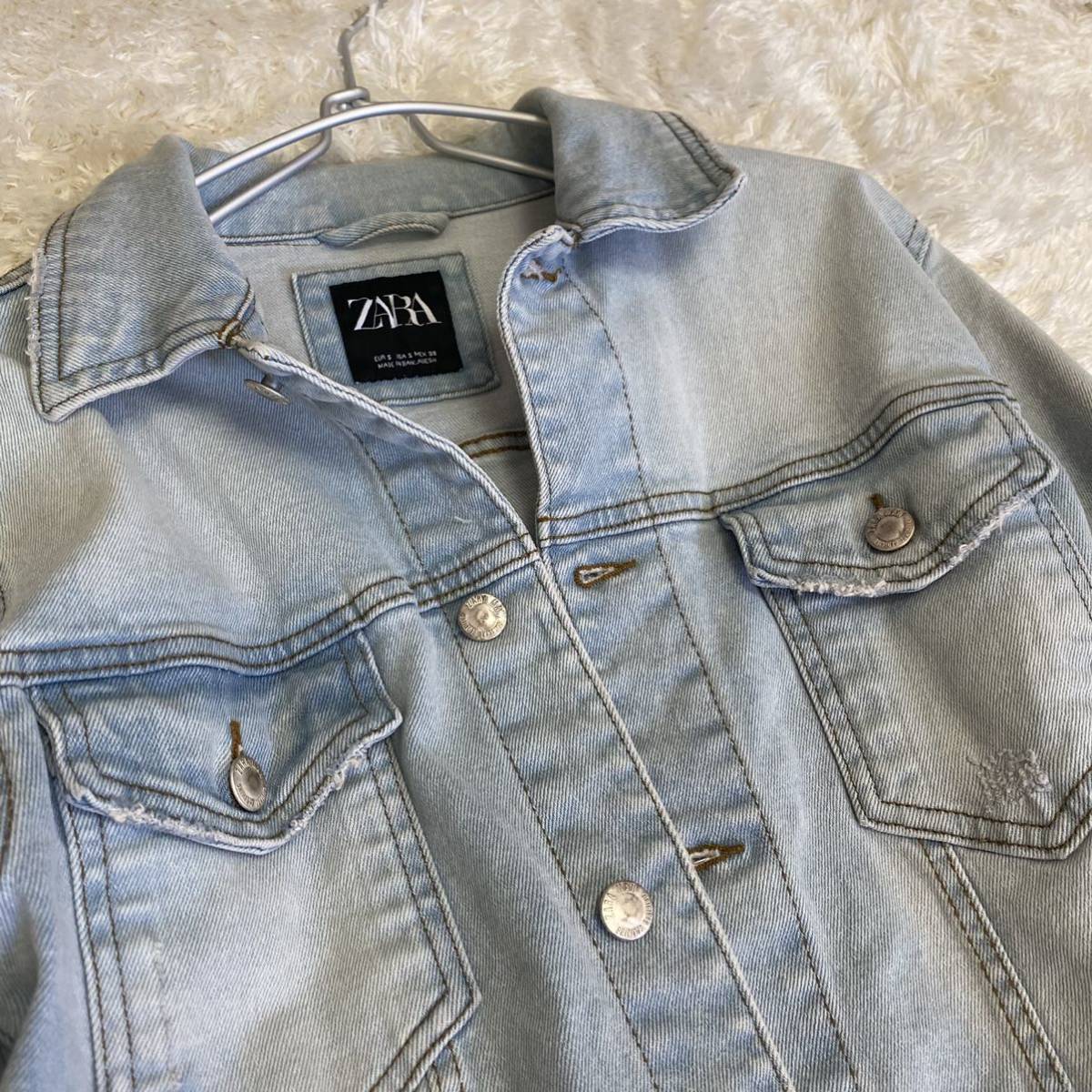 デニムジャケット アウター ZARA コットン ポケット付き Lサイズ