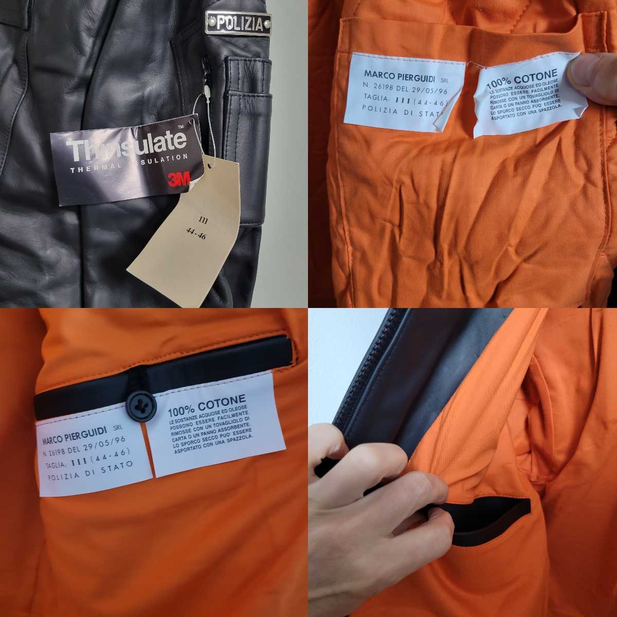 日本製 【デッドストック】90s ポリス 革 コート レザージャケット イタリア警察 レザージャケット