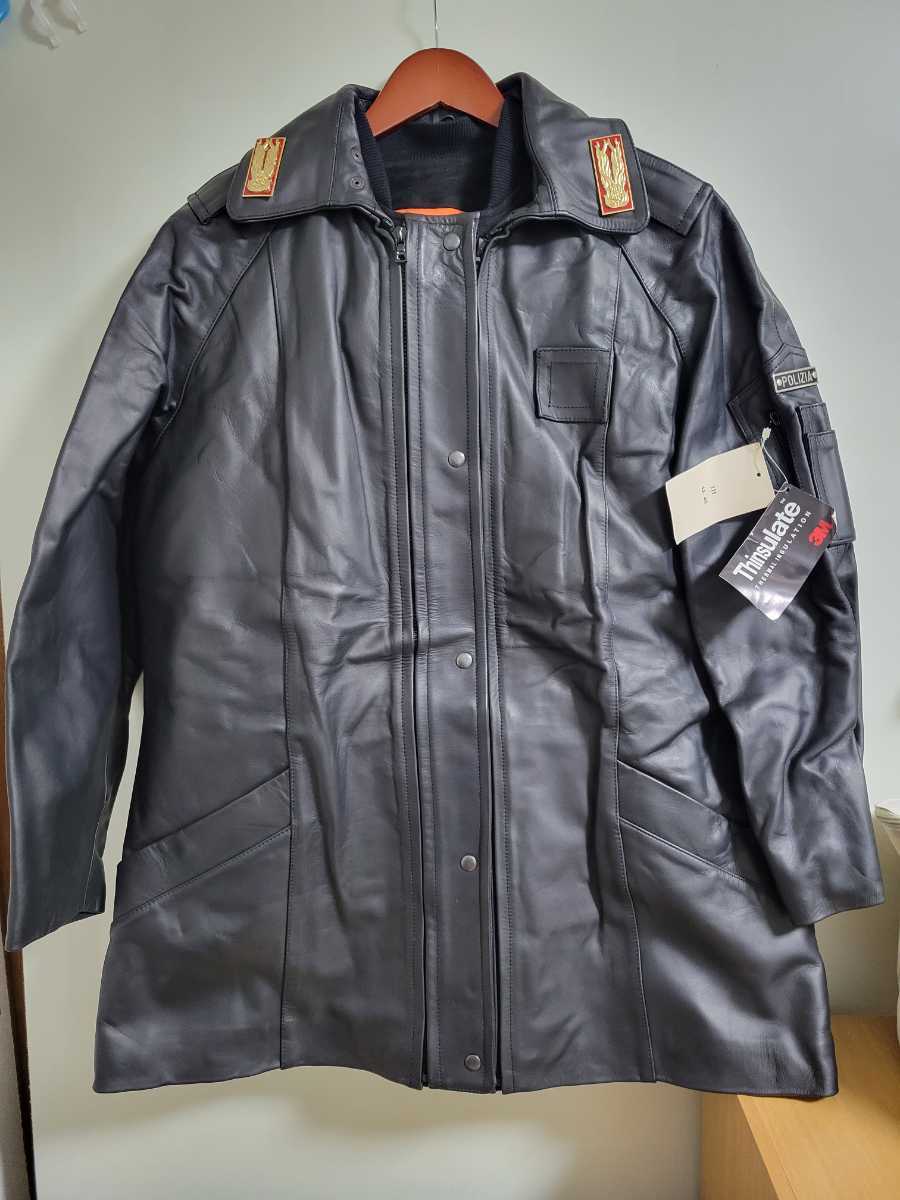 デッドストック 90s イタリア ポリス レザージャケット コート M 警察